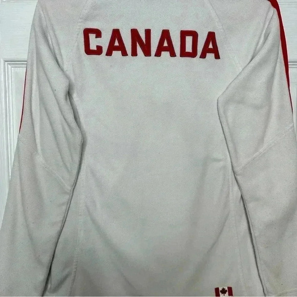 Adidas Training Jacket Canada Olympics Fleece White &  Red Size Medium - Picture 13 of 16